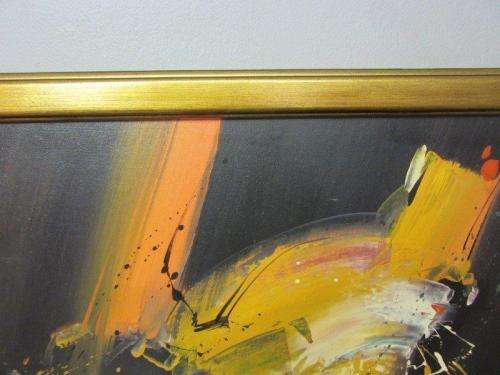 A superb original "Van Hussen" oil on board abstract painting in a stunning complimentary frame