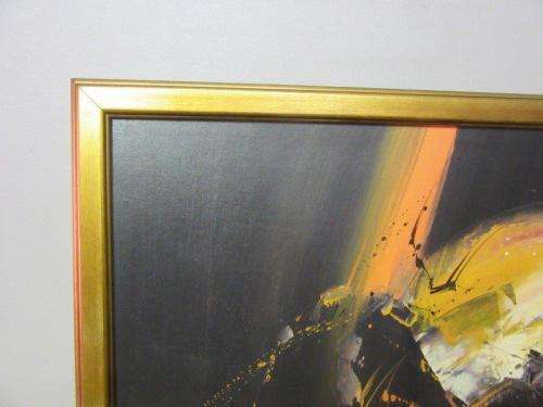 A superb original "Van Hussen" oil on board abstract painting in a stunning complimentary frame