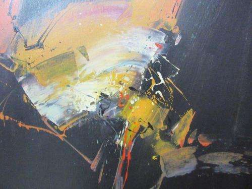 A superb original "Van Hussen" oil on board abstract painting in a stunning complimentary frame