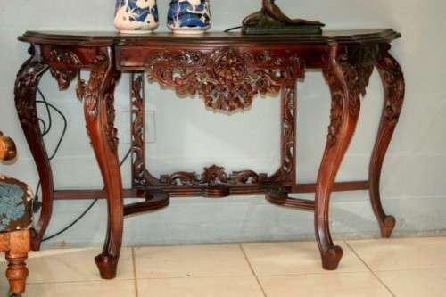 A spectacular antique Rococo "Late Baroque" hand carved Rosewood occasional/ hallway table