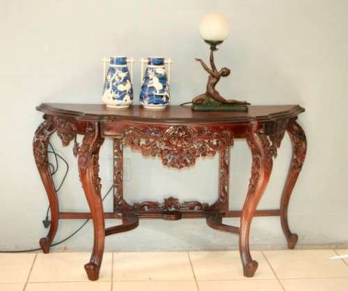 A spectacular antique Rococo "Late Baroque" hand carved Rosewood occasional/ hallway table