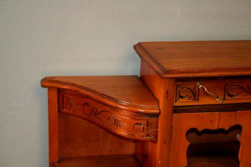 A fabulous antique Victorian Yew wood display/ book cabinet with scroll carved detailing & drawer