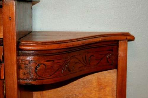 A fabulous antique Victorian Yew wood display/ book cabinet with scroll carved detailing & drawer