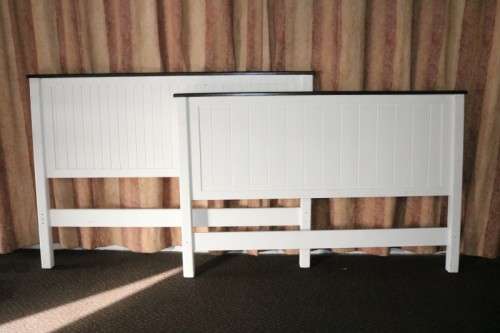 A lovely white painted wooden Queen Size bed headboard and footboard - stylish! - RS17Sale