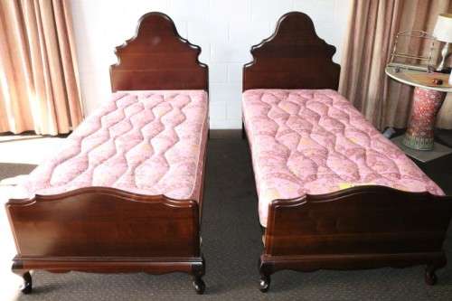 Two "G.P Milne" single beds incl. headboards, footboards & mattresses in excellent condition!RS17Bed