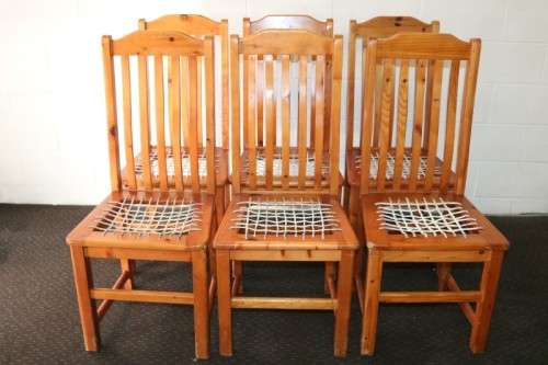 Six fabulous and sturdy riempie dining room chairs - perfect around a kitchen table - price/chair