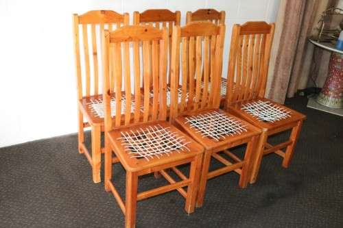 Six fabulous and sturdy riempie dining room chairs - perfect around a kitchen table - price/chair