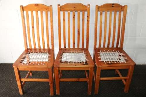 Six fabulous and sturdy riempie dining room chairs - perfect around a kitchen table - price/chair