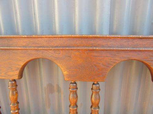 A superb antique Edwardian cognac oak "King-size" spindle headboard and footboard set RS17Bed