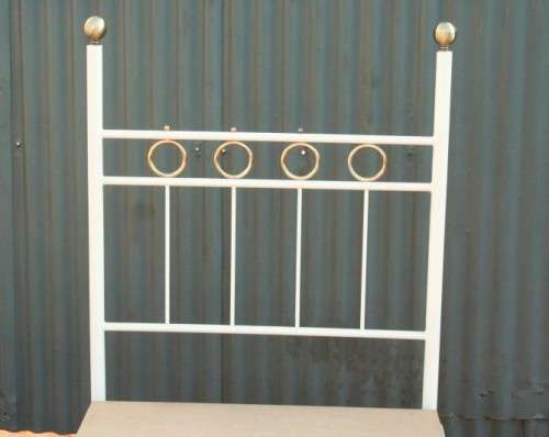 A wonderful (white) metal single bed (headboard and base combination) bed set - RS17Bed