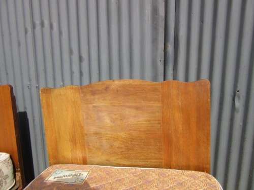 Two vintage Art  Deco oak single beds incl. headboards, footboards, bases & mattresses - RS17Bed