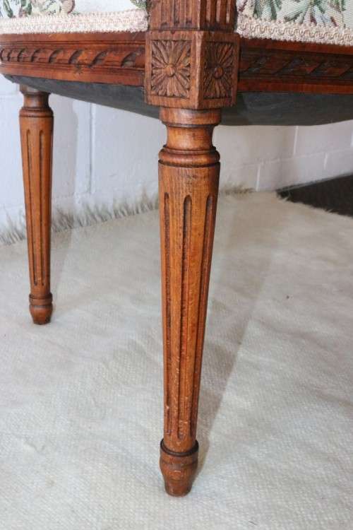 Magnificent antique Louis XIV solid Oak Fauteuil upholstered arm chair with intricate hand carving!