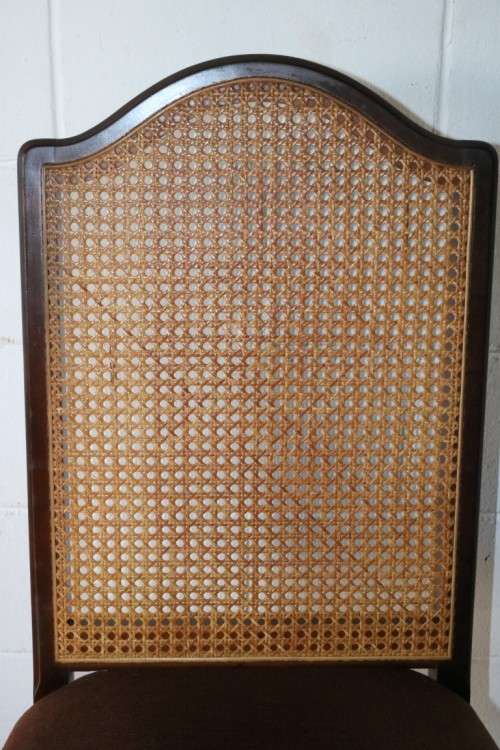 4x Fantastic vintage rattan-back & Imbuia dining chairs in great condition; price/chair - RS17Sale
