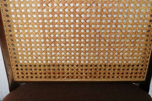 4x Fantastic vintage rattan-back & Imbuia dining chairs in great condition; price/chair - RS17Sale