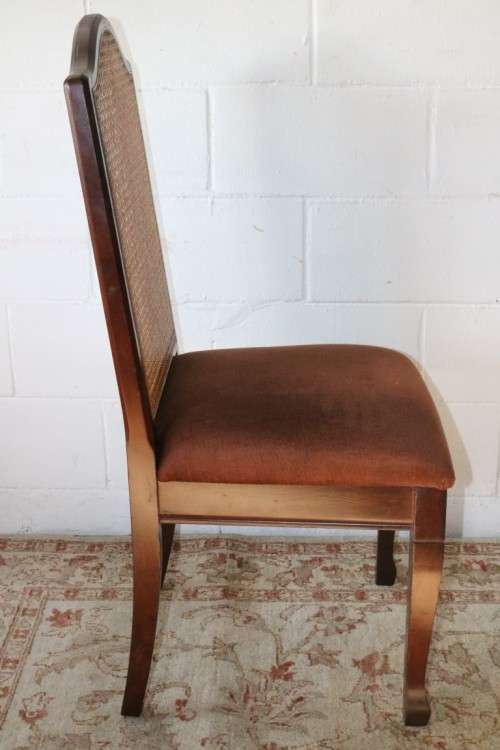 4x Fantastic vintage rattan-back & Imbuia dining chairs in great condition; price/chair - RS17Sale