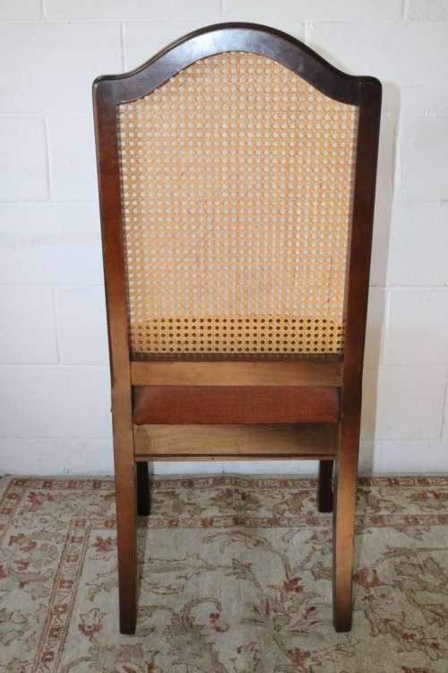 4x Fantastic vintage rattan-back & Imbuia dining chairs in great condition; price/chair - RS17Sale