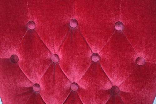 A gorgeous vintage solid wooden "Queen Anne" arm chair in a claret red velvet fabric - RS17Sale