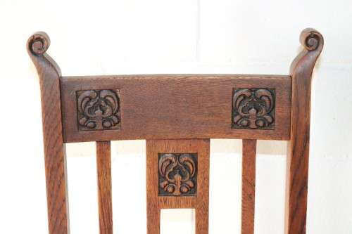 6x antique Edwardian solid honeyed oak upholstered dining/ occasional chairs - bid/chair - RS17Sale