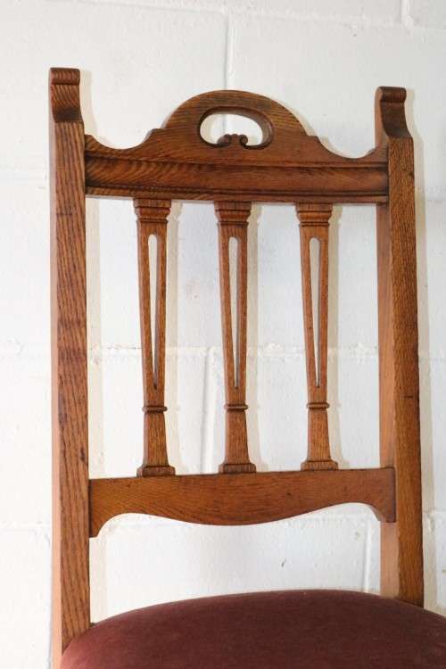 6x antique Edwardian solid honeyed oak upholstered dining/ occasional chairs - bid/chair - RS17Sale