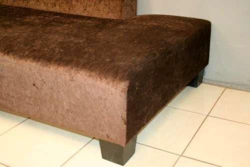A superb modern (X-large) chocolate brown fabric couch w/ stunning cushions in exquisite condition