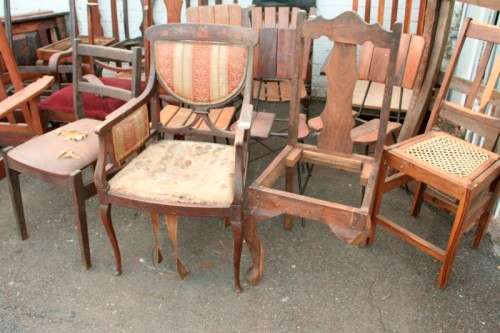 "Job Lot" Assorted occasional/ dining & kitchen chairs; perfect for restoration or parts - RS17Sale