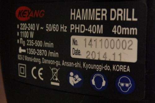 An incredible brand new Korean ¿Keyang¿ model PHD-40M 1100w electric 40mm hammer drill in a case