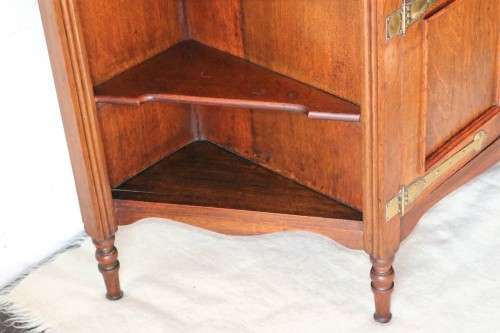 A superb antique Edwardian solid honeyed Oak buffet hutch server w/ spectacular brass embellishments