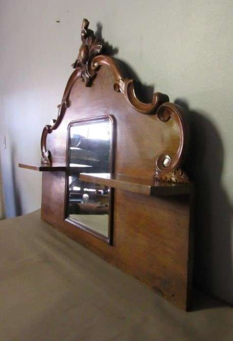 **RS17** An incredible carved Rosewood buffet mirror w stunning scroll detailing and bevelled mirror