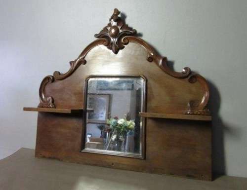 **RS17** An incredible carved Rosewood buffet mirror w stunning scroll detailing and bevelled mirror