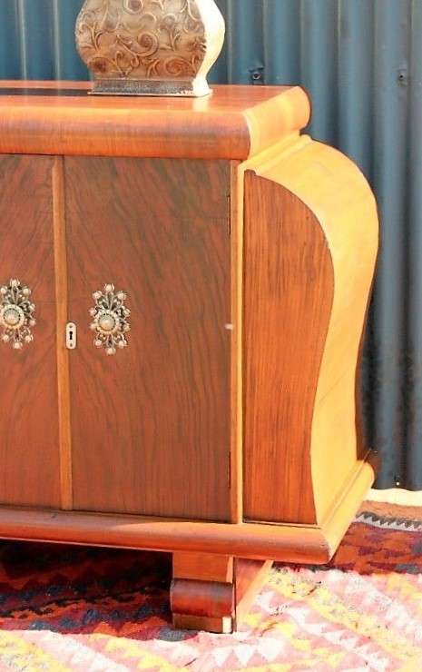 An incredible antique Art Deco double-door buffet cabinet with two drawers and stylish handles