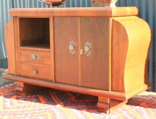 An incredible antique Art Deco double-door buffet cabinet with two drawers and stylish handles