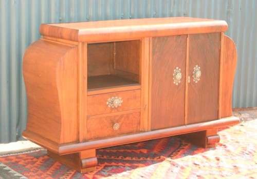 An incredible antique Art Deco double-door buffet cabinet with two drawers and stylish handles