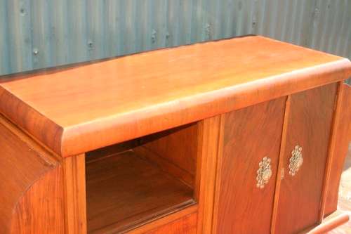 An incredible antique Art Deco double-door buffet cabinet with two drawers and stylish handles