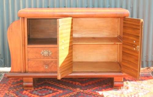 An incredible antique Art Deco double-door buffet cabinet with two drawers and stylish handles