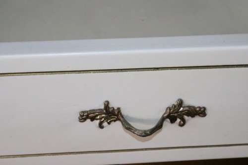 A lovely vintage white dressing table, side table and stool - lovely bedroom set in great condition