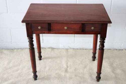 A gorgeous antique solid Teak occasional coffee table w/ three drawers - perfect for a lamp or vase