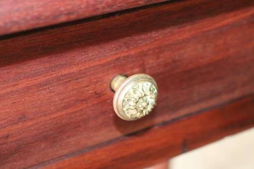 A gorgeous antique solid Teak occasional coffee table w/ three drawers - perfect for a lamp or vase