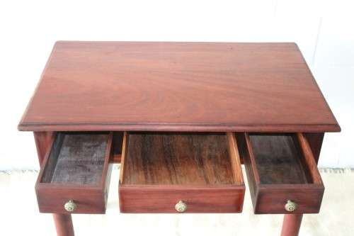A gorgeous antique solid Teak occasional coffee table w/ three drawers - perfect for a lamp or vase
