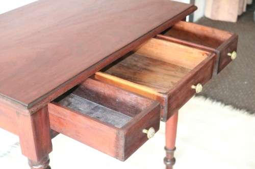 A gorgeous antique solid Teak occasional coffee table w/ three drawers - perfect for a lamp or vase