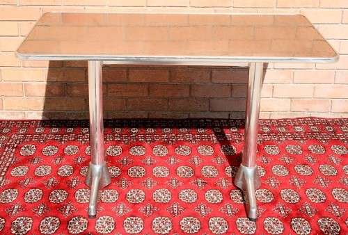 Wonderful polished aluminium outdoor all-weather patio table & 4x chair set in great condition - AAA