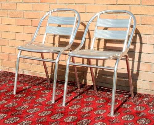 Wonderful polished aluminium outdoor all-weather patio table & 4x chair set in great condition - AAA