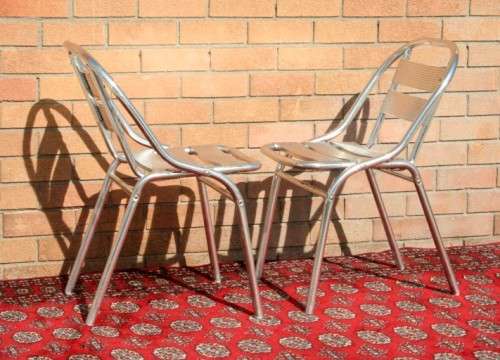 Wonderful polished aluminium outdoor all-weather patio table & 4x chair set in great condition - AAA