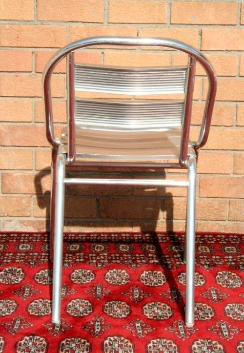 Wonderful polished aluminium outdoor all-weather patio table & 4x chair set in great condition - AAA