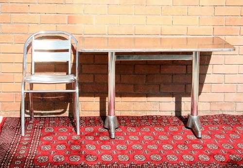 An awesome "polished" aluminium outdoor all-weather patio table in great condition - RS17Sale