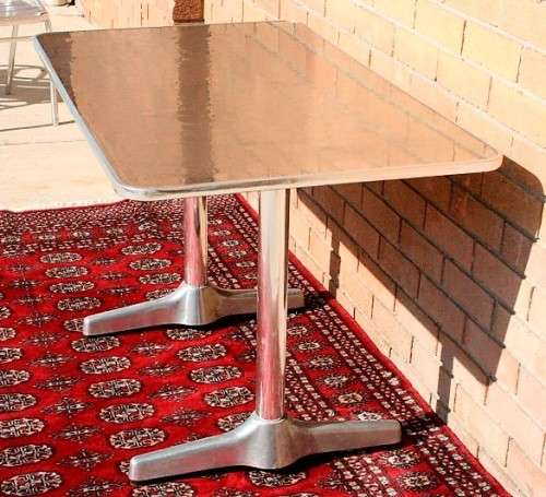 An awesome "polished" aluminium outdoor all-weather patio table in great condition - RS17Sale