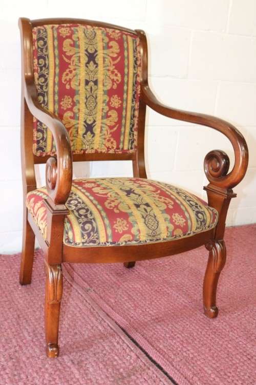 Two magnificent vintage upholstered carver chairs with hand carved detailing - WOW! - price/chair