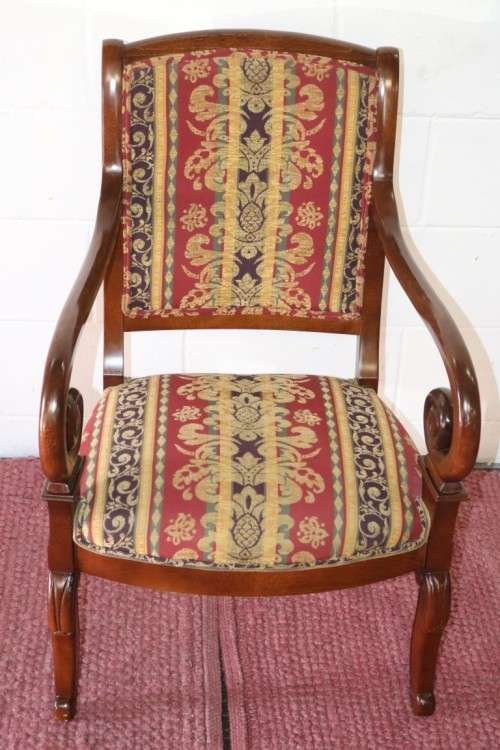 Two magnificent vintage upholstered carver chairs with hand carved detailing - WOW! - price/chair