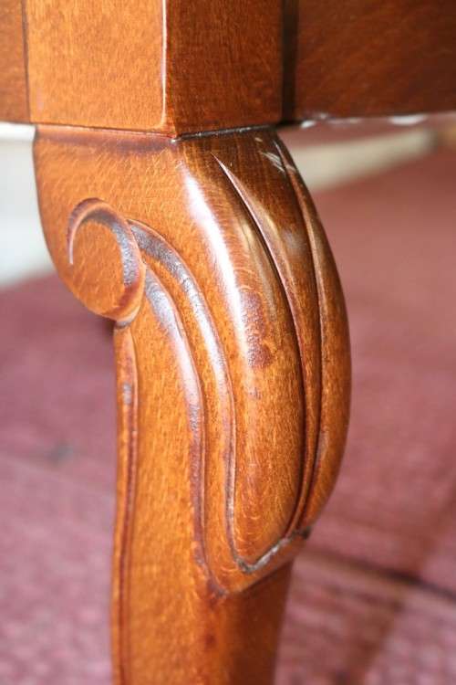 Two magnificent vintage upholstered carver chairs with hand carved detailing - WOW! - price/chair
