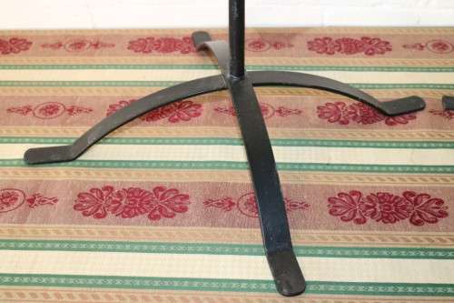 Two awesome tall extendable black wrought iron three-candle candle stands - bid/stand - RS17Sale
