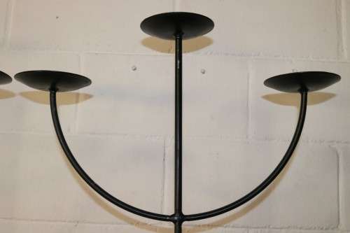 Two awesome tall extendable black wrought iron three-candle candle stands - bid/stand - RS17Sale